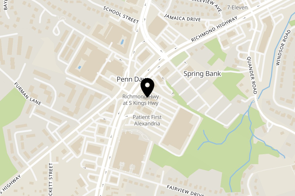 Map showing the location of Guacado Mexican Grill Alexandria on 6305 Richmond Hwy Ste C in Alexandria