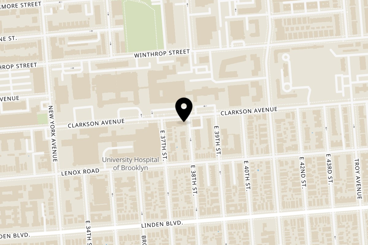 Map showing the location of Guacado Mexican Grill Clarkson Avenue on 508 Clarkson Ave in Brooklyn