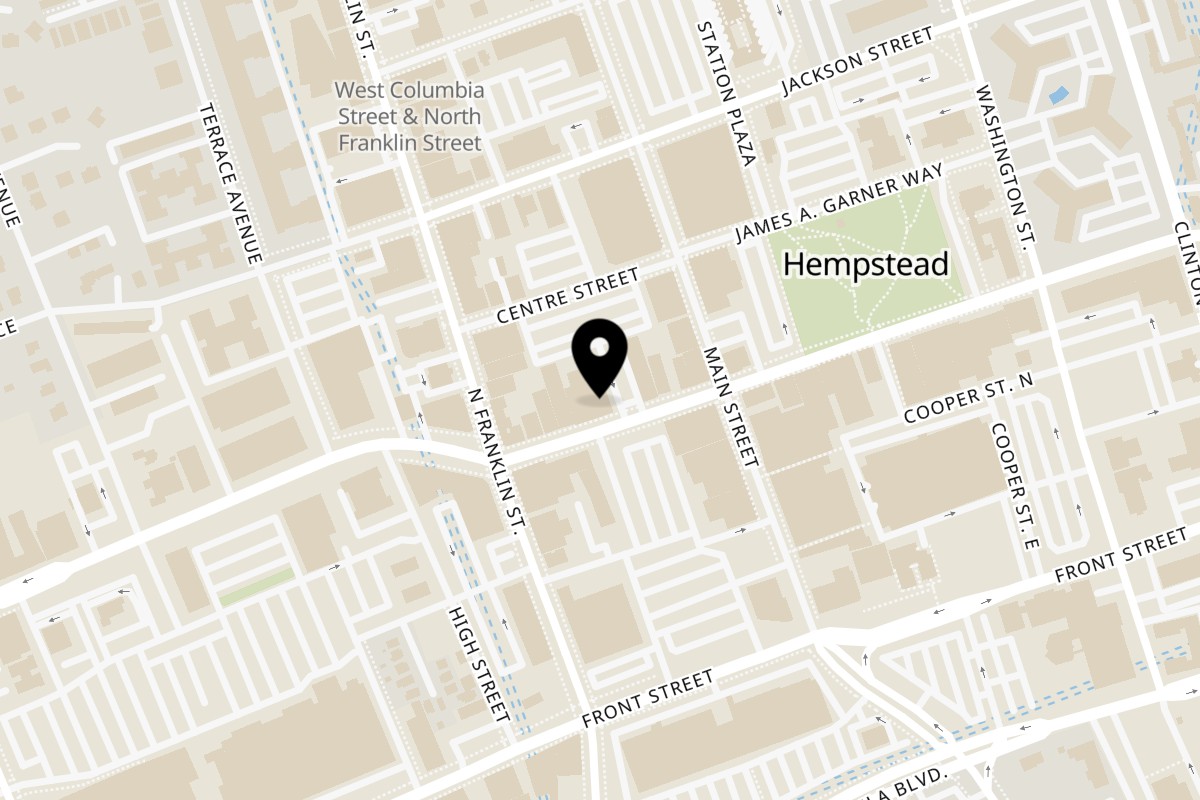 Map showing the location of Guacado Mexican Grill Hempstead on 255 Fulton Ave in Hempstead