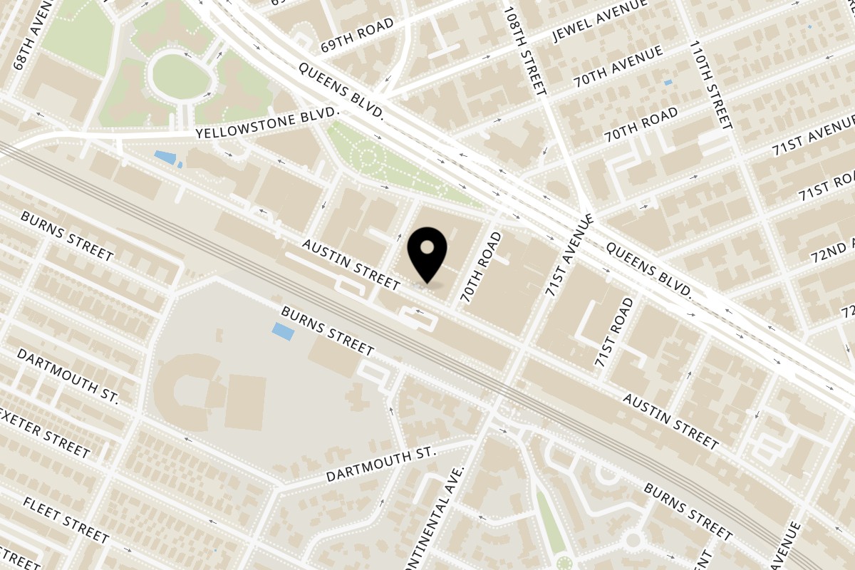 Map showing the location of Guacado Mexican Grill Forest Hills on 70-19 Austin St in Forest Hills