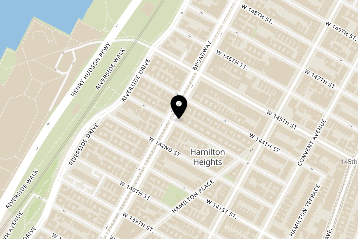 Map showing the location of Guacado Mexican Grill Broadway on 3504 Broadway in New York