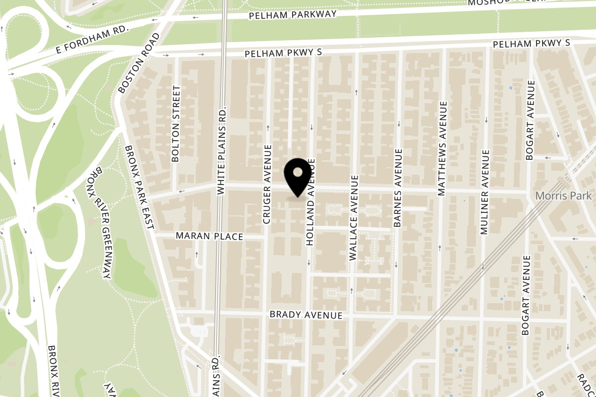 Map showing the location of Guacado Mexican Grill Lydig Avenue on 746 Lydig Ave in Bronx