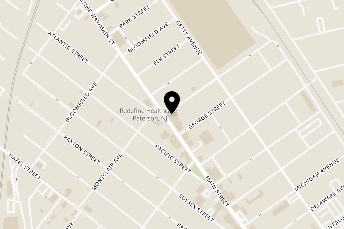 Map showing the location of Guacado Mexican Grill Paterson on 939 Main St in Paterson